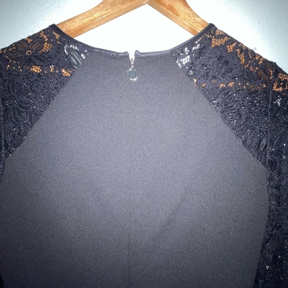 NWT Tommy Hilfiger Womens Black Lace Sleeves Mini Shift Dress Size 10 - Picture 5 of 8